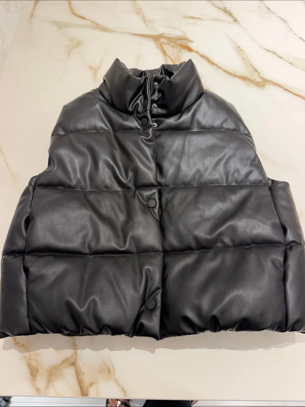 Zara girls Black Faux Leather Puffer Vest